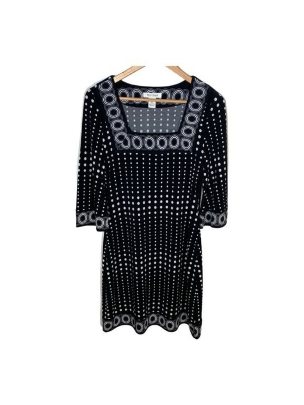 White House Black Market Womens XS Black White Polka Dot Sheath Dress Work